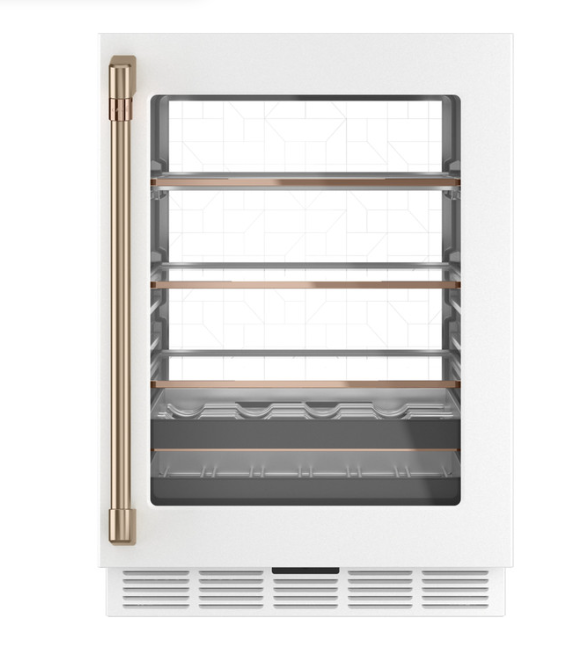 Cafe CCP06BP4PW2 24 Inch Built-In Smart Beverage Center with 126 Cans/14 Bottles Capacity, Smart Technology, Quick Space Shelf
