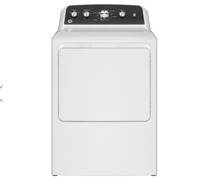 GE® 7.2 cu. ft. Capacity Electric Dryer with Up To 120 ft. Venting and Extended Tumble Model #: GTD48EASWWB