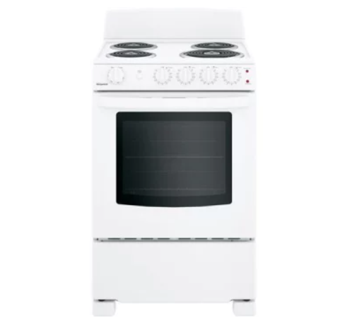 Hotpoint RAS240DMWW 24 Inch Freestanding Electric Range with 4 Coil Elements, 2.9 cu. ft. Oven Capacity, Standard Clean Oven