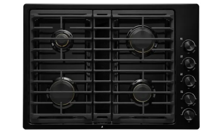 JennAir Black Series JGD3430GB 30 Inch Gas Cooktop with 4 Sealed Burners, Continuous Grates, Ultra-High 17,000 BTU Output Burner