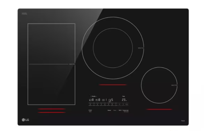 LG CBIH3017BE 30" Induction Cooktop, 4 Elements, White Backlit, Red Bar, Bridge, ThinQ