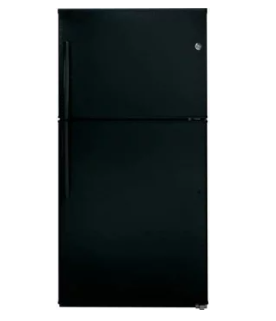 GE GIE21GTHBB 33 Inch Top-Freezer Refrigerator with 21.2 cu. ft. Capacity, 2 Adjustable Spillproof Glass Shelves, Gallon Storage, Spillproof Freezer Floor