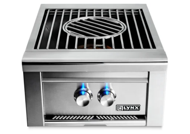 Lynx Professional Grill Series LPBNG 30 Inch Built In Natural Gas Power Burner with 46,000 BTU, Dual Ring Brass Burner, Large Grate, Hot Surface Ignition, Drip Pan