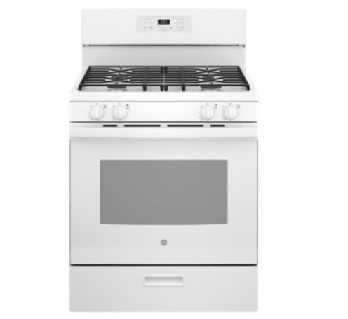 GE JGBS61DPWW 30 Inch Freestanding Gas Range with 4 Sealed Burners, 4.8 cu. ft. Oven Capacity, Broiler Drawer, Continuous Grates