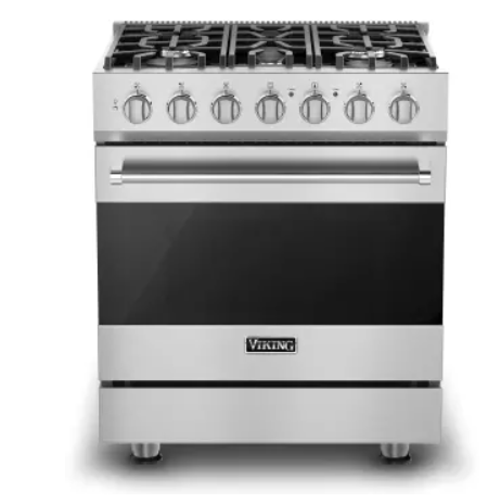 Viking 3 Series RVDR33025BSS 30 Inch Freestanding Dual Fuel Range with 5 Sealed Burners, 4.7 Cu. Ft. Capacity, Continuous Grates, Self-Clean, TruConvec