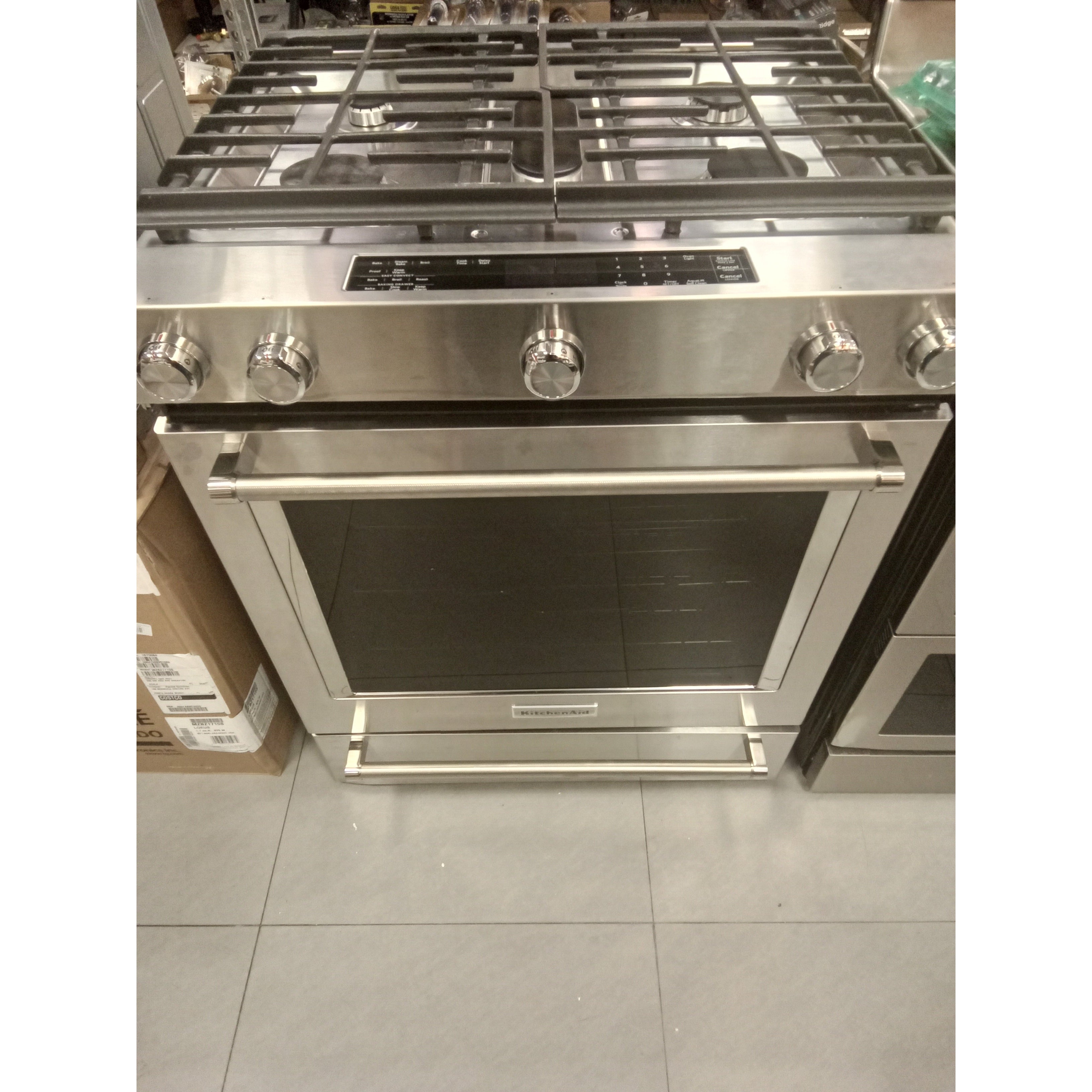 KitchenAid 30-Inch 5-Burner Dual Fuel Convection Slide-In Range with B –  BOXSTOP