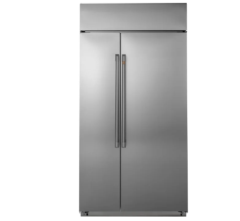 Cafe CSB48WP2NS1 48 Inch Built-In Side by Side Smart Refrigerator with 29.52 Cu. Ft. Total Capacity, Showcase LED Lighting, WiFi Connect Technology