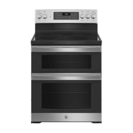 GE JBS86SPSS 30 Inch Electric Double Oven Range with 5 Radiant Elements, 6.6 Cu. Ft. Total Capacity, Ceramic Glass Smoothtop,
