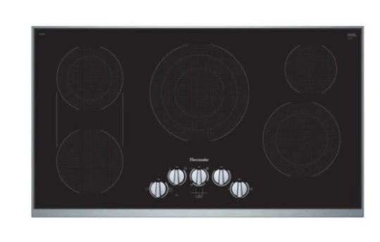 Thermador Masterpiece Series CEM366TB 36 Inch Electric Cooktop with 5 Elements, Glass Ceramic Surface, Dual Zone Bridge Element