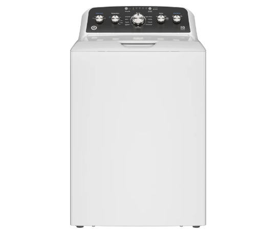 GE GTW485ASWWB 27 Inch Top Load Washer with 4.5 cu ft Capacity, Stainless Steel Basket, Wash Boost, Cold Plus, True Dial Action Agitator, Water Level Control, Sanitize, Deep Fill, Deep Rinse