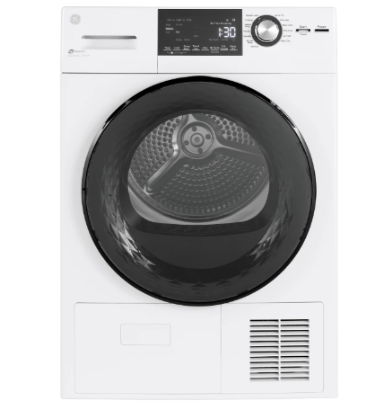 GE GFT14ESSMWW 24 Inch Electric Dryer with 4.1 Cu. Ft. Capacity, Damp Dry Signal, 13 Dryer Programs, Sensor Dry