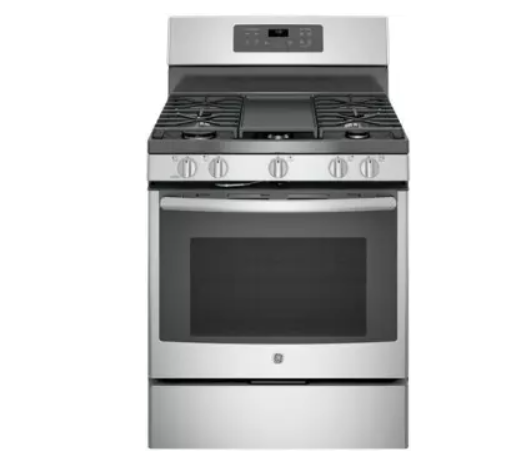 GE JGB700SEJSS 30 Inch Freestanding Gas Range with Edge-to-edge Cooktop, Gas Convection, Extra-Large Griddle, Center Oval Burner, Steam Self-Clean