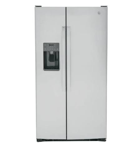 GE GSE25GYPFS 36 Inch Freestanding Side by Side Refrigerator with 25.3 Cu. Ft. Total Capacity, LED Lighting, Interior Storage Drawers