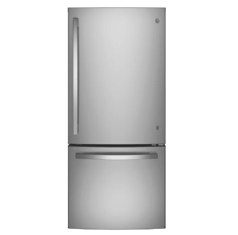 GE GDE21EYKFS 30 Inch Bottom Freezer Refrigerator with 21 Cu. Ft. Capacity, Adjustable Shelves, Upfront Temperature Controls