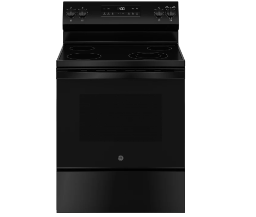 GE GRF400SVBB 400 Series 30 Inch Freestanding Electric Range with 4 Smoothtop Elements, 5.3 cu. ft. Oven Capacity,