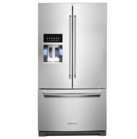 KitchenAid KRFF577KPS 36 Inch Freestanding French Door Refrigerator with 26.8 cu. ft. Capacity, 5 Glass Shelves