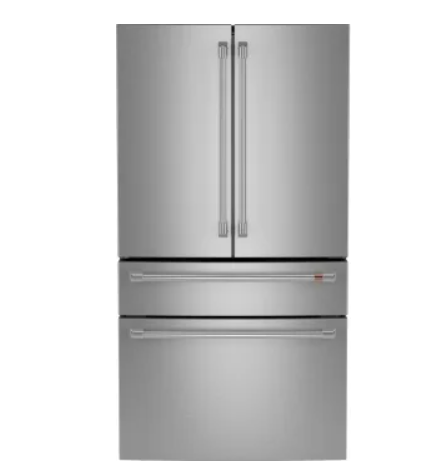 Cafe Professional Series CGE29DP2TS1 36 Inch Freestanding 4-Door French Door Smart Refrigerator with 28.7 Cu. Ft. Total Capacity, Dual-Dispense AutoFill Pitcher