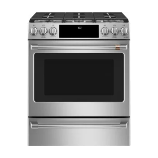 Cafe CGS700P2MS1 30 Inch Slide-In Gas Smart Range with 6 Sealed Burners, 5.6 Cu. Ft. Oven Capacity, Storage Drawer, Continuous Grates