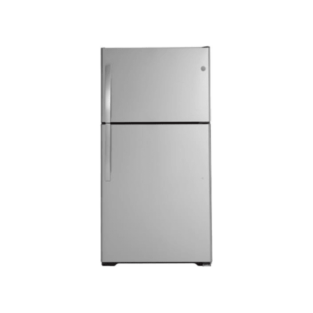 GE GTS22KYNRFS 33 Inch Top Freezer Refrigerator with 21.9 Cu. Ft. Capacity, Full-Width Adjustable Glass Shelves, Sliding Deli Drawer,