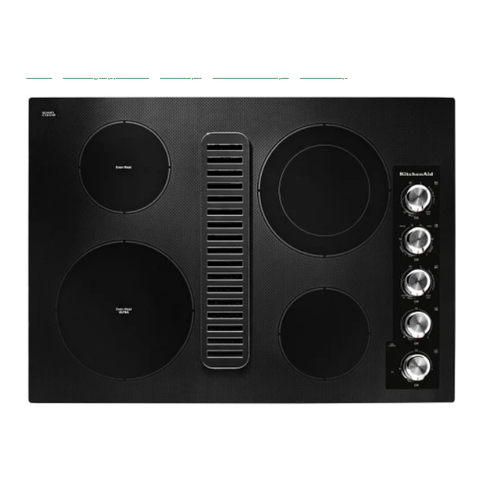 KitchenAid KCED600GBL 30 Inch Electric Downdraft Cooktop with 4 Elements, Ceramic Glass Surface,