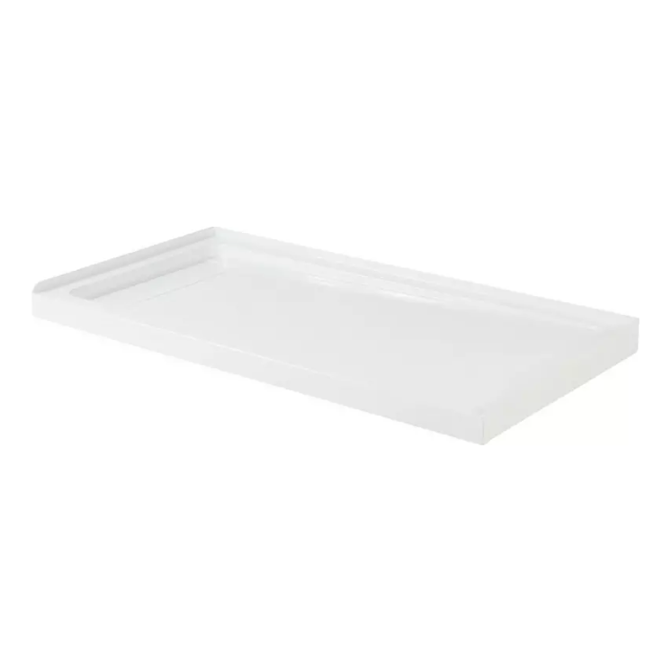 Signature Hardware 60" x 30" Palm Hurst Shower Tray with Linear Drain - Left Hand - White