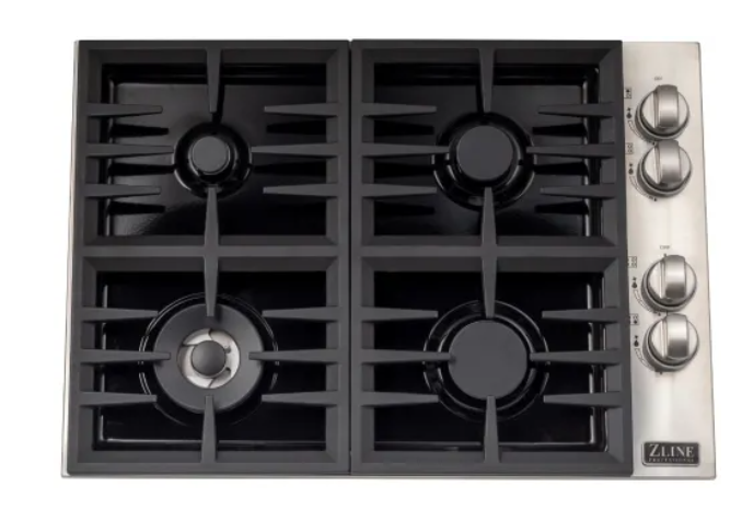 ZLINE RC30PBT Drop-In Gas Cooktop with Italian Sealed Burners, Continuous Cast Iron Grate,