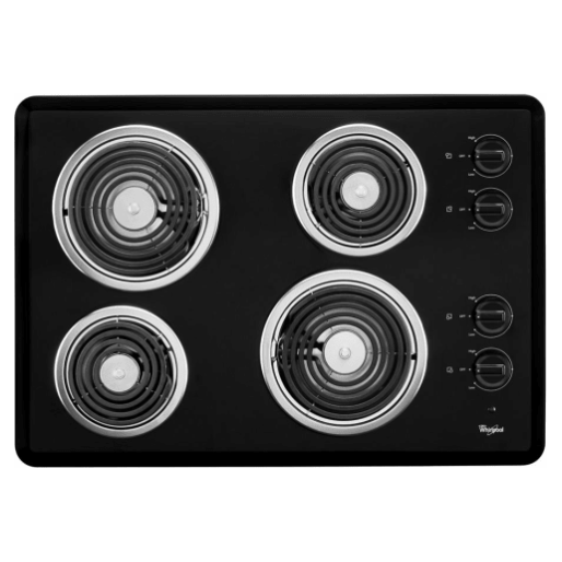 Whirlpool WCC31430AB 30 Inch Electric Cooktop with 4 Elements, Stainless Steel Surface