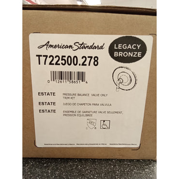 American Standard Estate Pressure Balancing Valve Trim Kit Only in Legacy Bronze