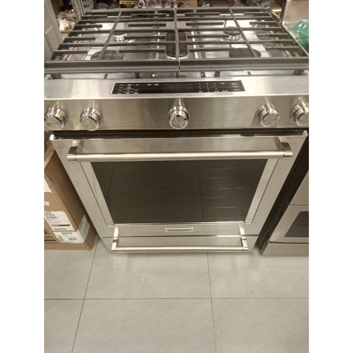 KitchenAid 30-Inch 5-Burner Dual Fuel Convection Slide-In Range with Baking Drawer M#KSDB900ESS