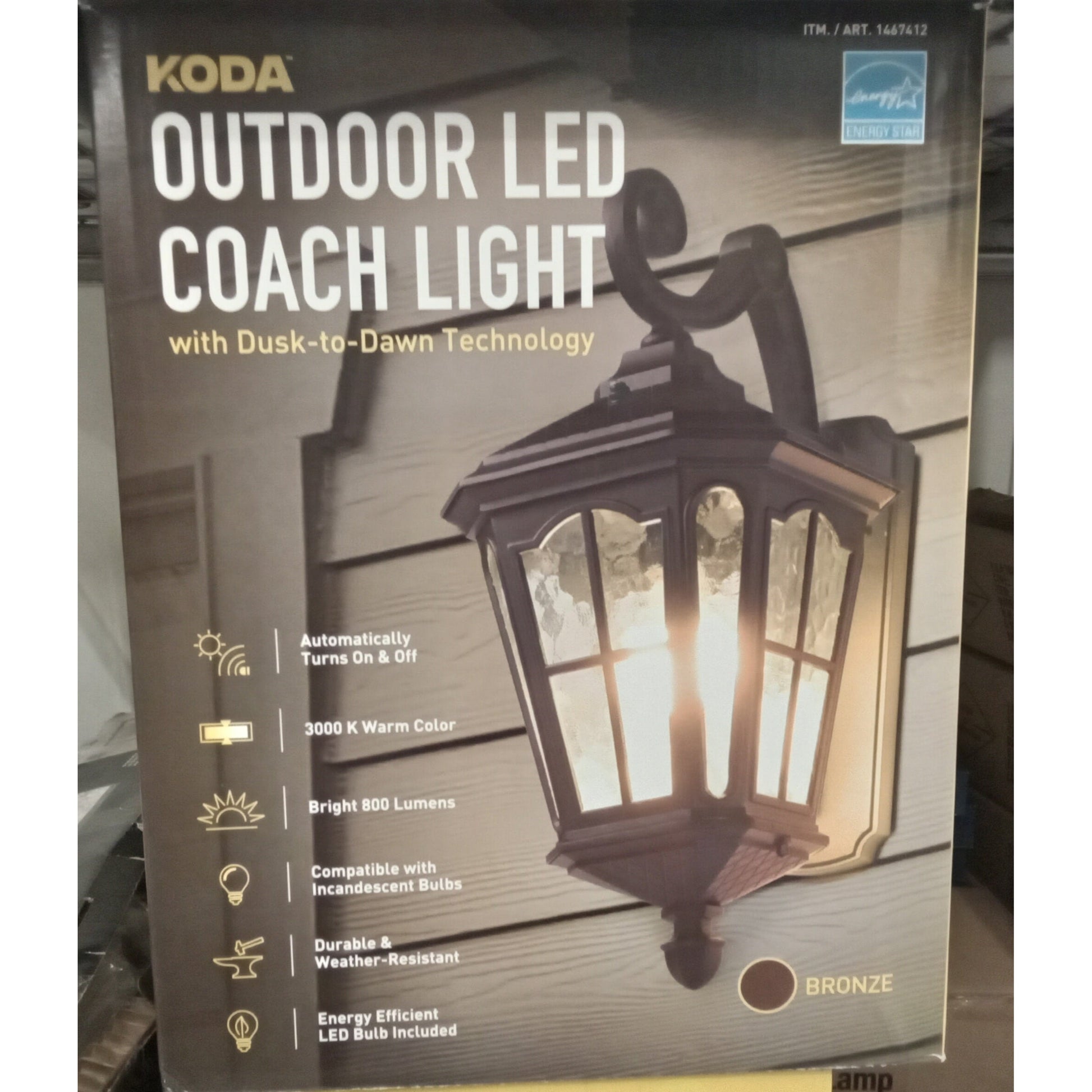 Koda Outdoor LED Wall Lantern, Bronze