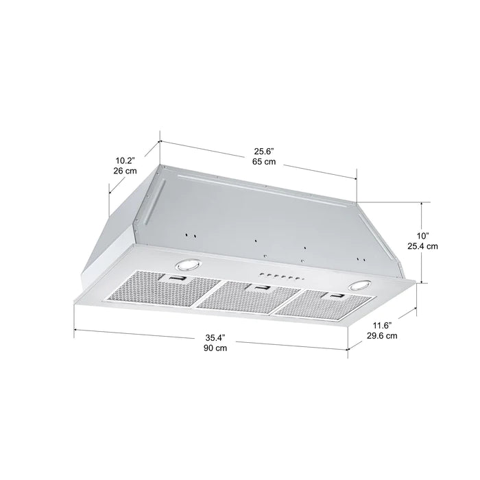 ANCONA AN-1324 36 in. Built-in BN636 600 CFM Ducted Range Hood with Night Light Feature