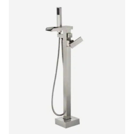 OVE Decors Infinity Brushed Nickel 1-handle Freestanding High-arc Bathtub Faucet with Hand Shower (Valve Included)