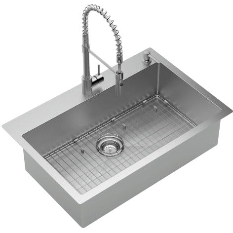 Culver 33 x 22-Inch Stainless Steel Kitchen Sink with Semi-Pro Faucet